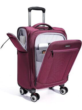 Lightweight 21" Softside Carry-On Luggage, TSA Lock, Shock-Absorbing Spinner